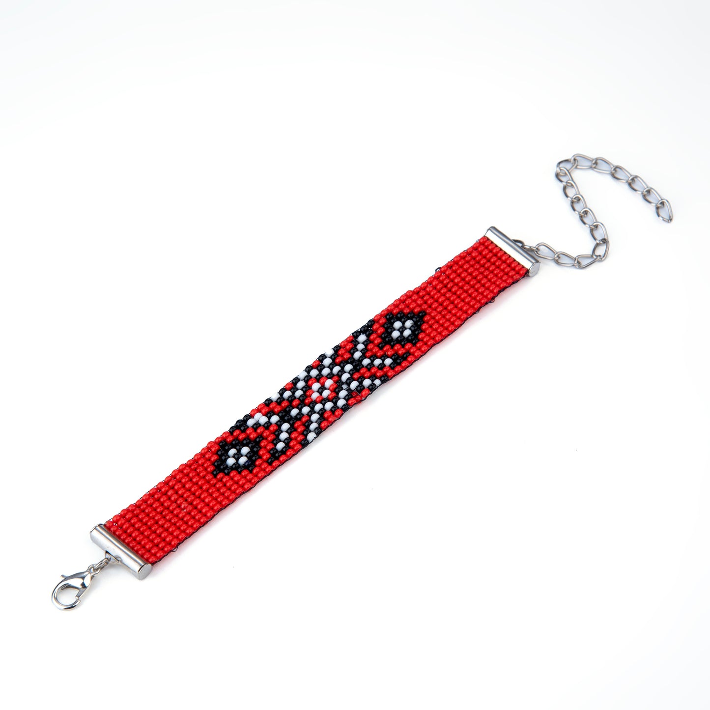 Red Whisper Bead Loom Bracelet