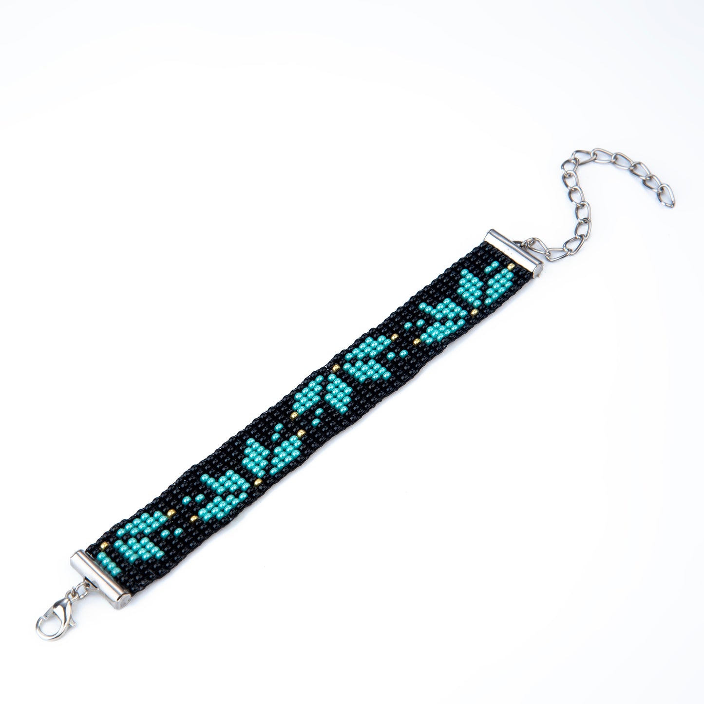 Midnight Bloom Bead Loom Bracelet