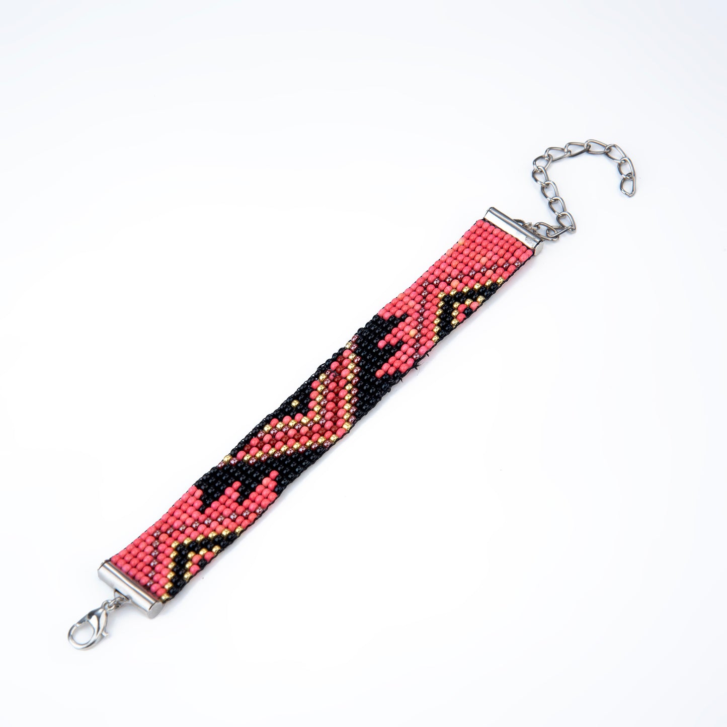 Dusky Pink Bead Loom Bracelet