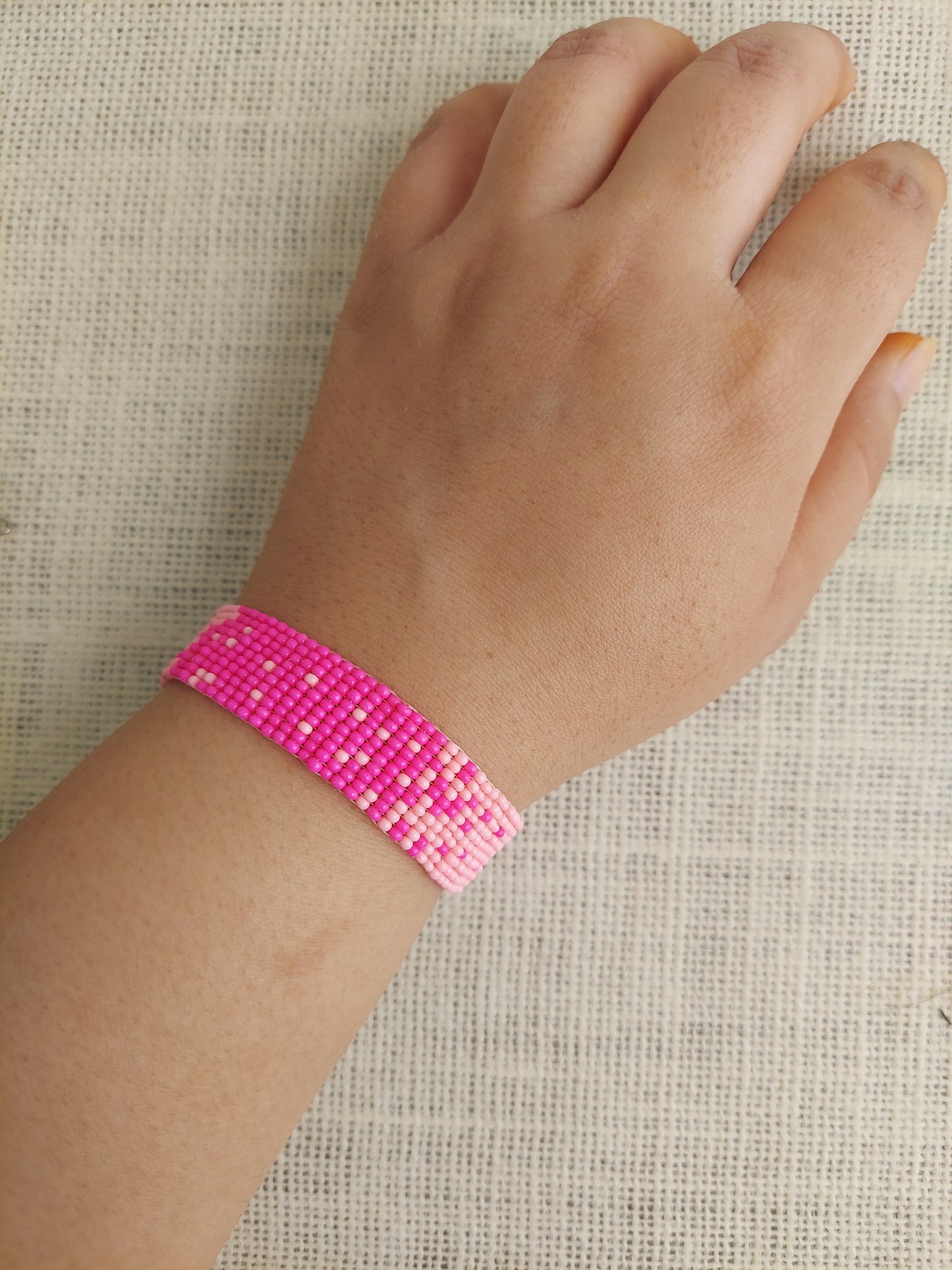 Cherry Blossom Bead Loom Bracelet