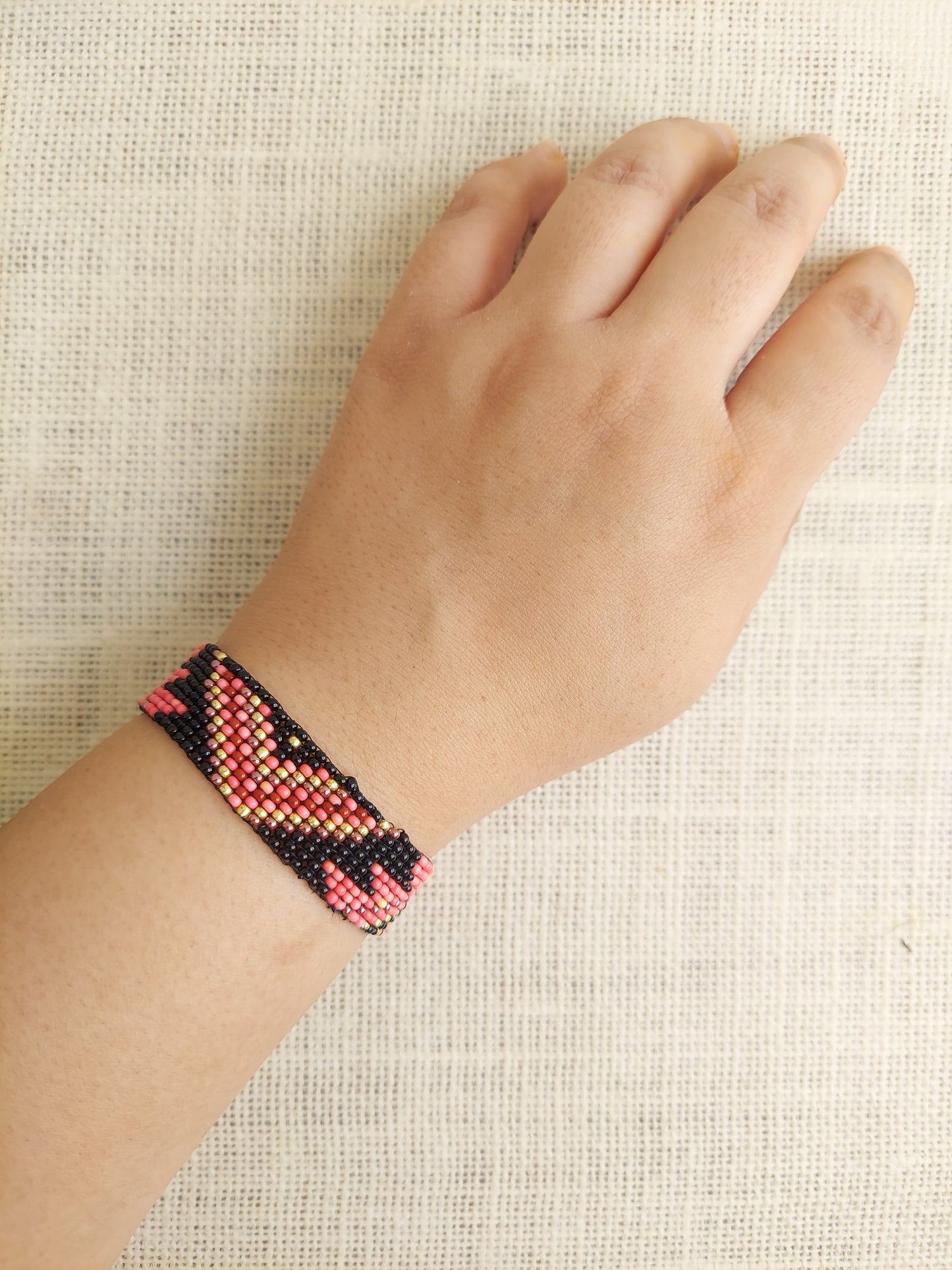 Dusky Pink Bead Loom Bracelet
