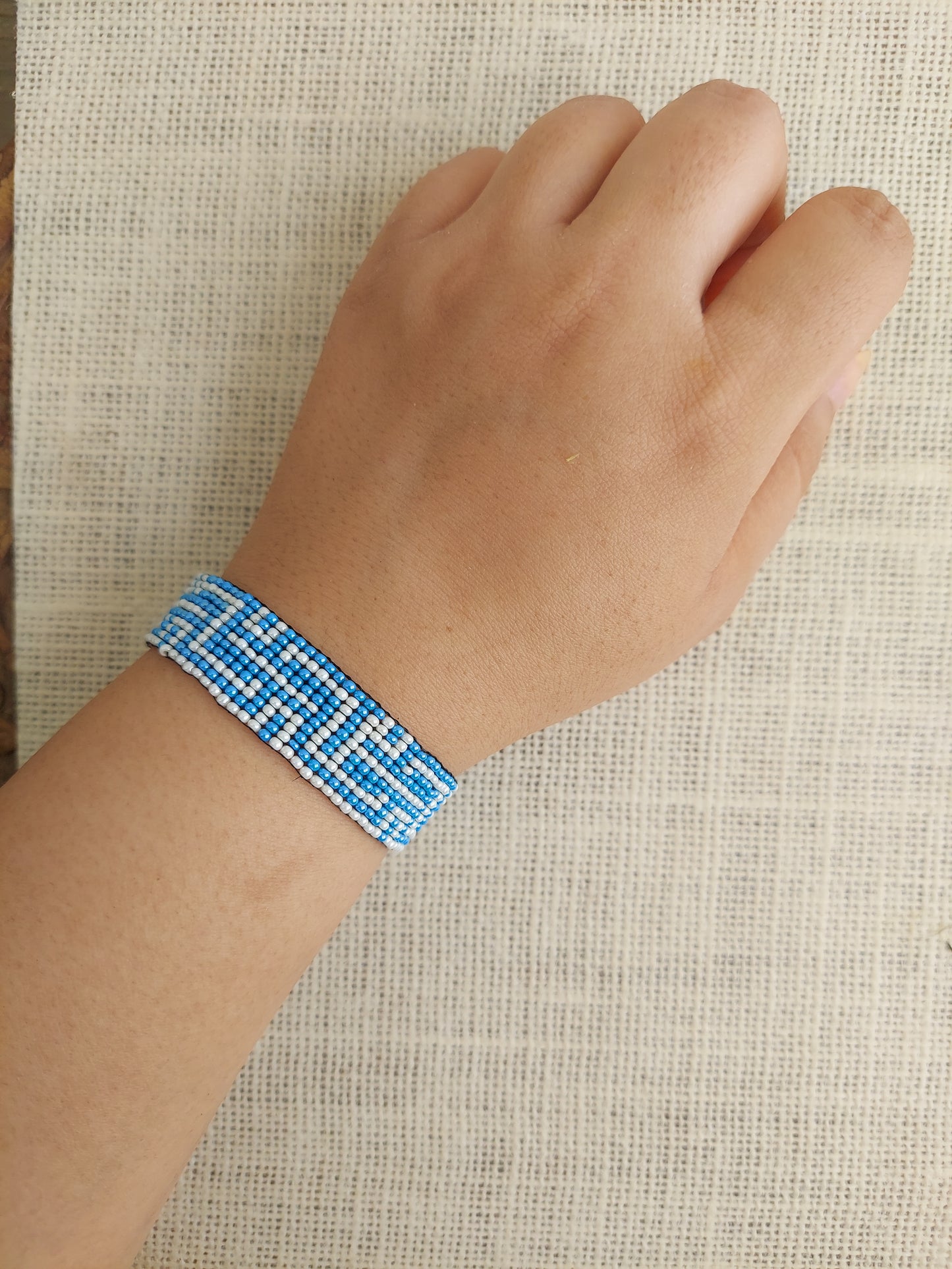 Seafoam Bead Loom Bracelet