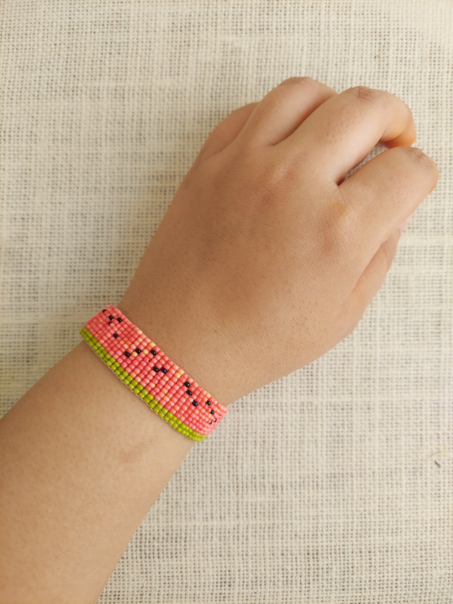 Watermelon Pop Bead Loom Bracelet