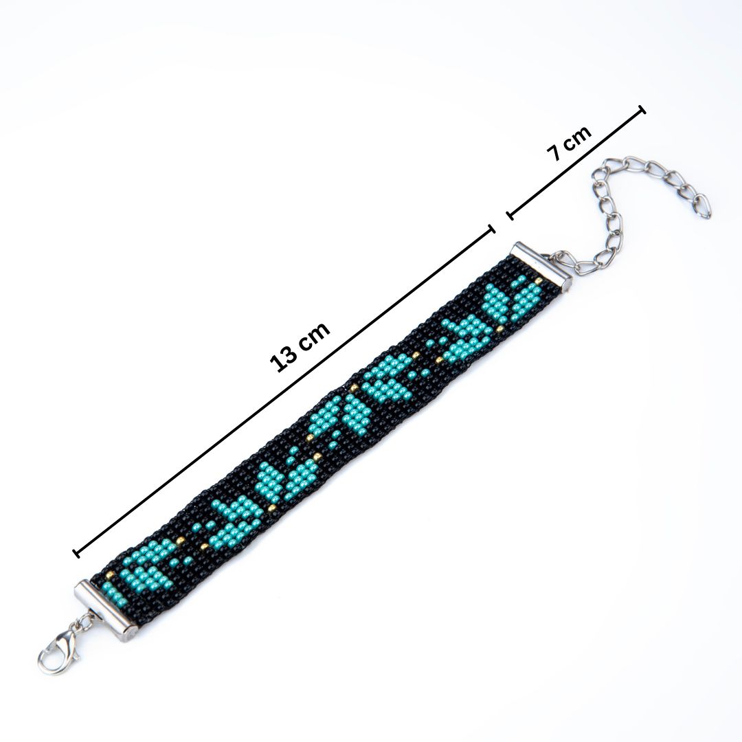 Midnight Bloom Bead Loom Bracelet