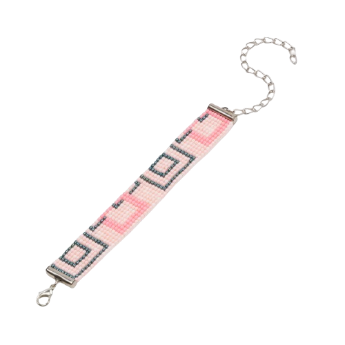 Pink Cosmos Bead Loom Bracelet