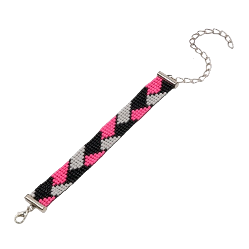Rosy Noir Bead Loom Bracelet