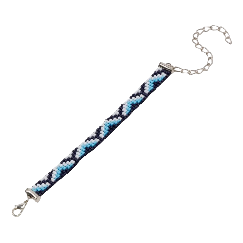 Aqua Thin Bead Loom Bracelet