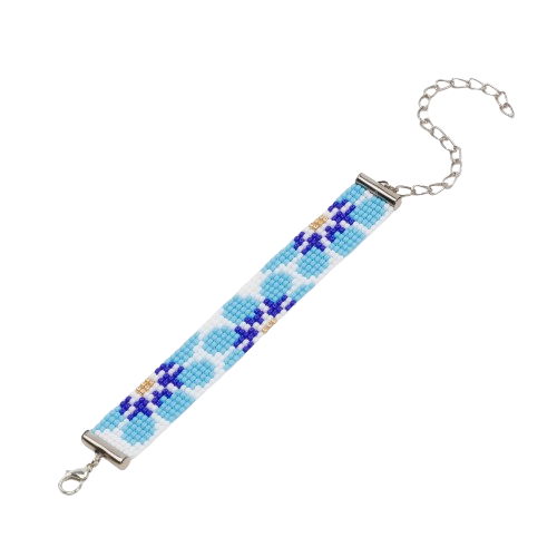 Snowdrop Blue Bead Loom Bracelet