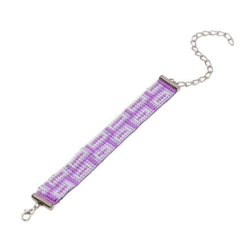 Lilac Cloud Cast Bead Loom Bracelet