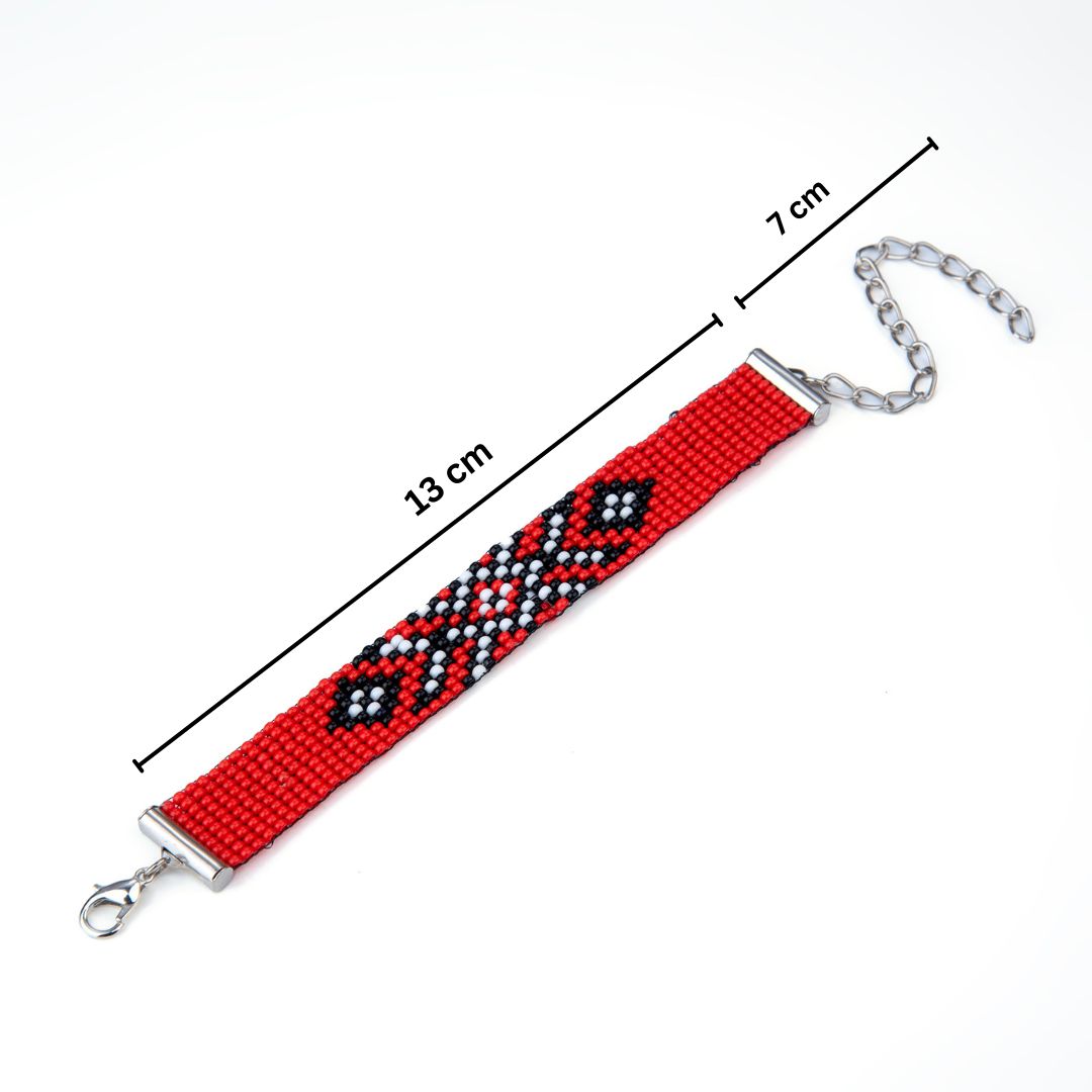Red Whisper Bead Loom Bracelet