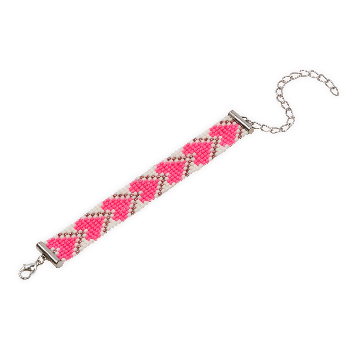 Pink Hearts Bead Loom Bracelet