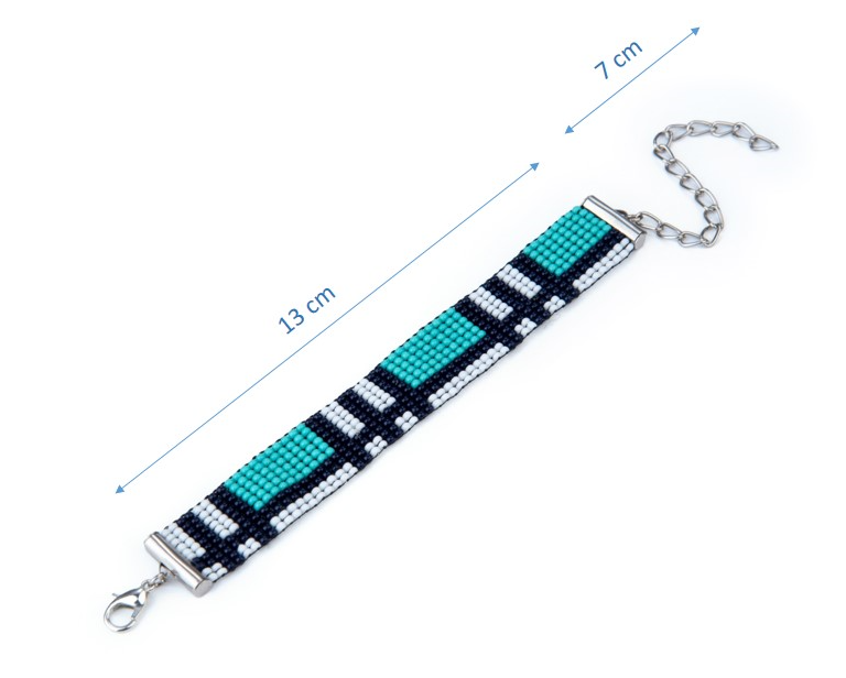 Turquoise Checkered Bead Loom Bracelet