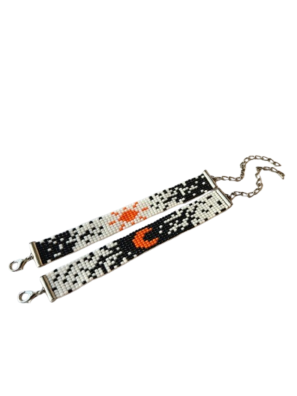 Sun and Moon Bead Loom Couple Bracelet, Orange
