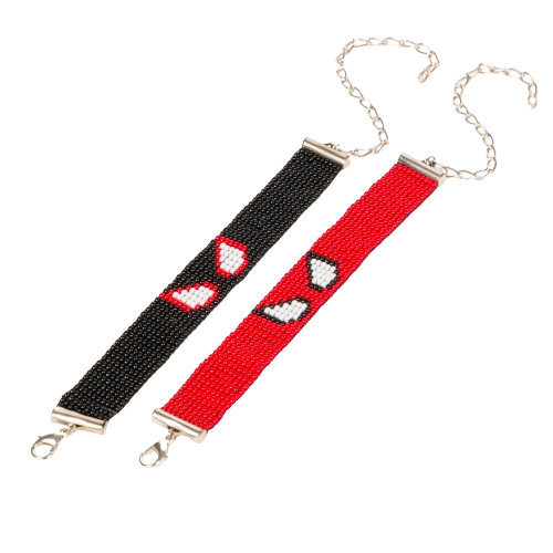 Spiderman Marvel Superhero Bead Loom Couple Bracelet, Black and Red