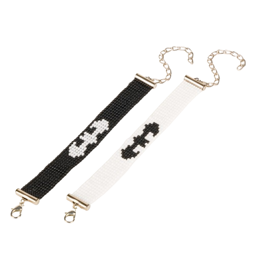 Batman and Catwoman Bead Loom Couple Bracelet- Black and White