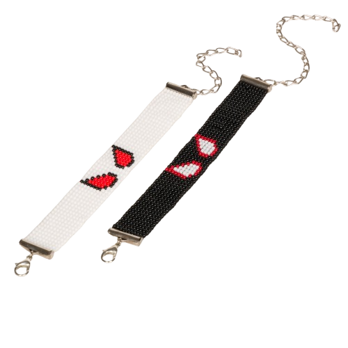 Spiderman Marvel Superhero Bead Loom Couple Bracelet, White, Red and Black