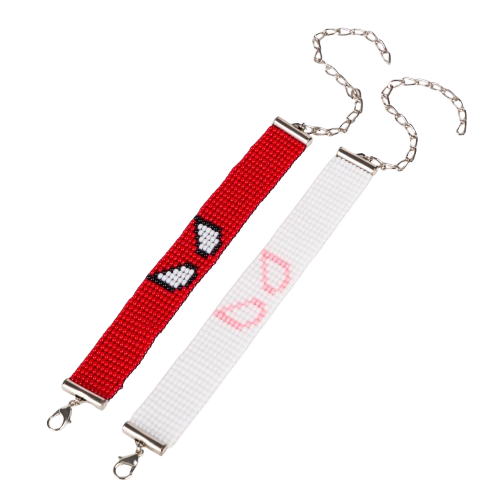 Spiderman Marvel Superhero Bead Loom Couple Bracelet, White and Red