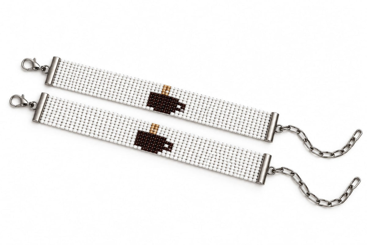 Love & Lattes Couple Bead Loom Bracelet