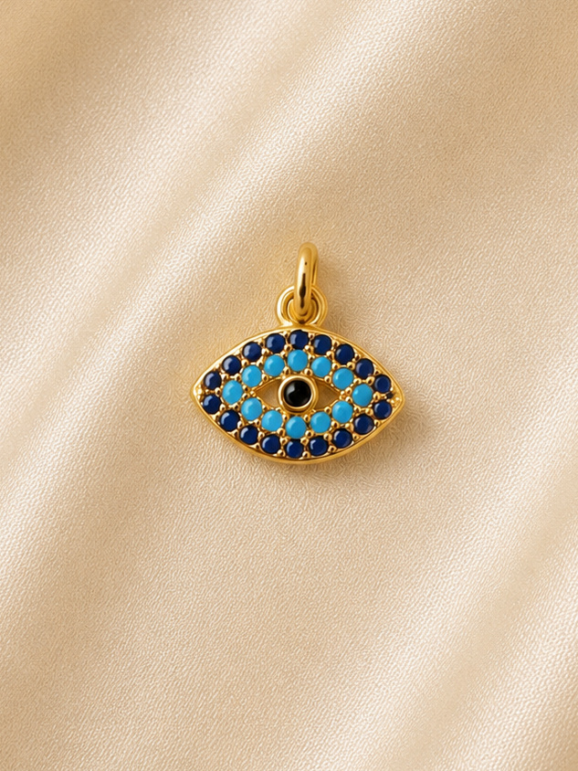 Evil Eye Brass Charm, Tarnish Resistant