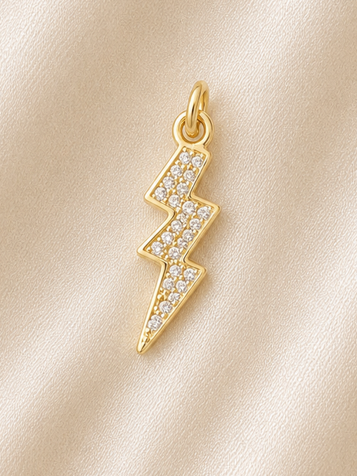 Thunderbolt Brass Charm, Tarnish Resistant