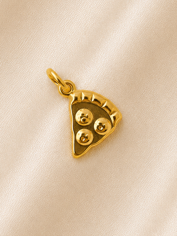 Pizza Brass Charm, Tarnish Resistant