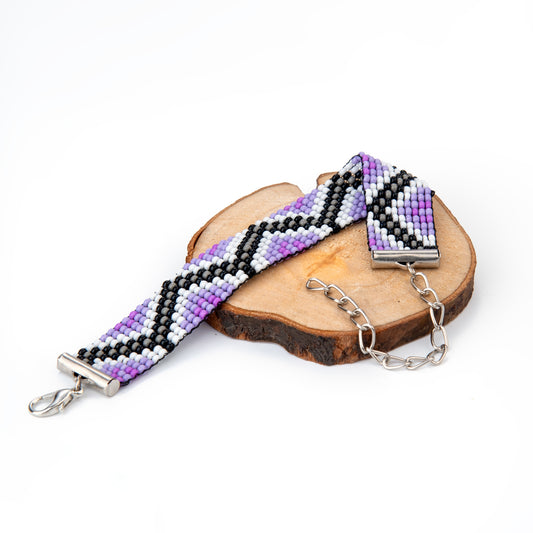 Moonlit Lilac Bead Loom Bracelet