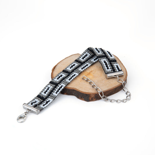 Grayscale Bead Loom Bracelet