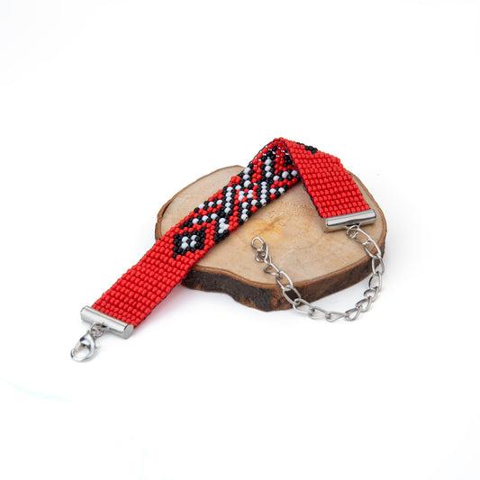 Red Whisper Bead Loom Bracelet