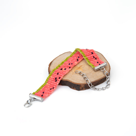 Watermelon Pop Bead Loom Bracelet