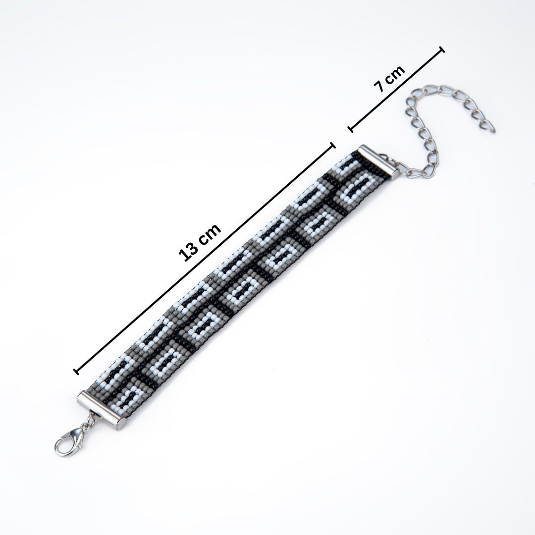 Grayscale Bead Loom Bracelet