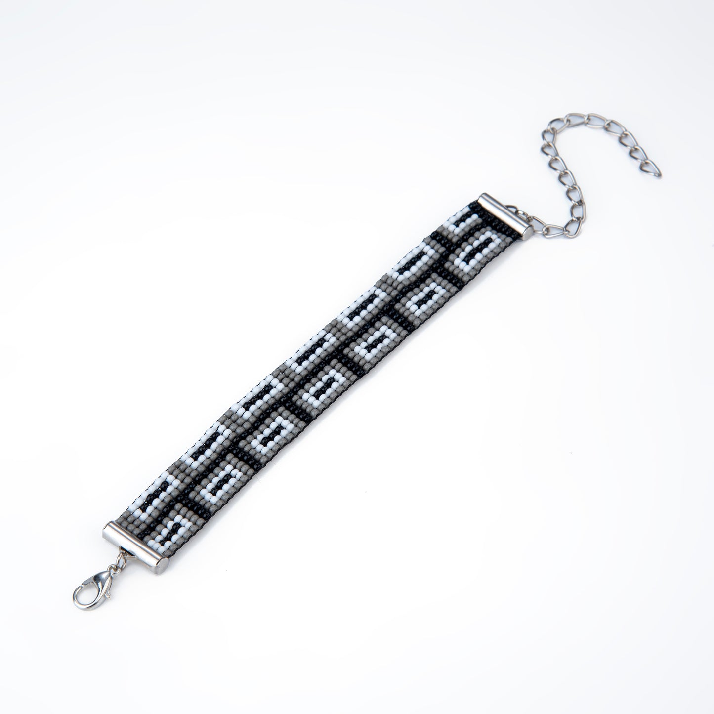 Grayscale Bead Loom Bracelet