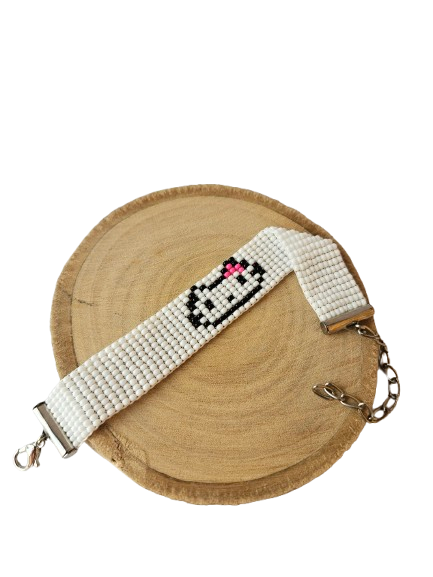 Hello Kitty Bead Loom Bracelet, Color: White