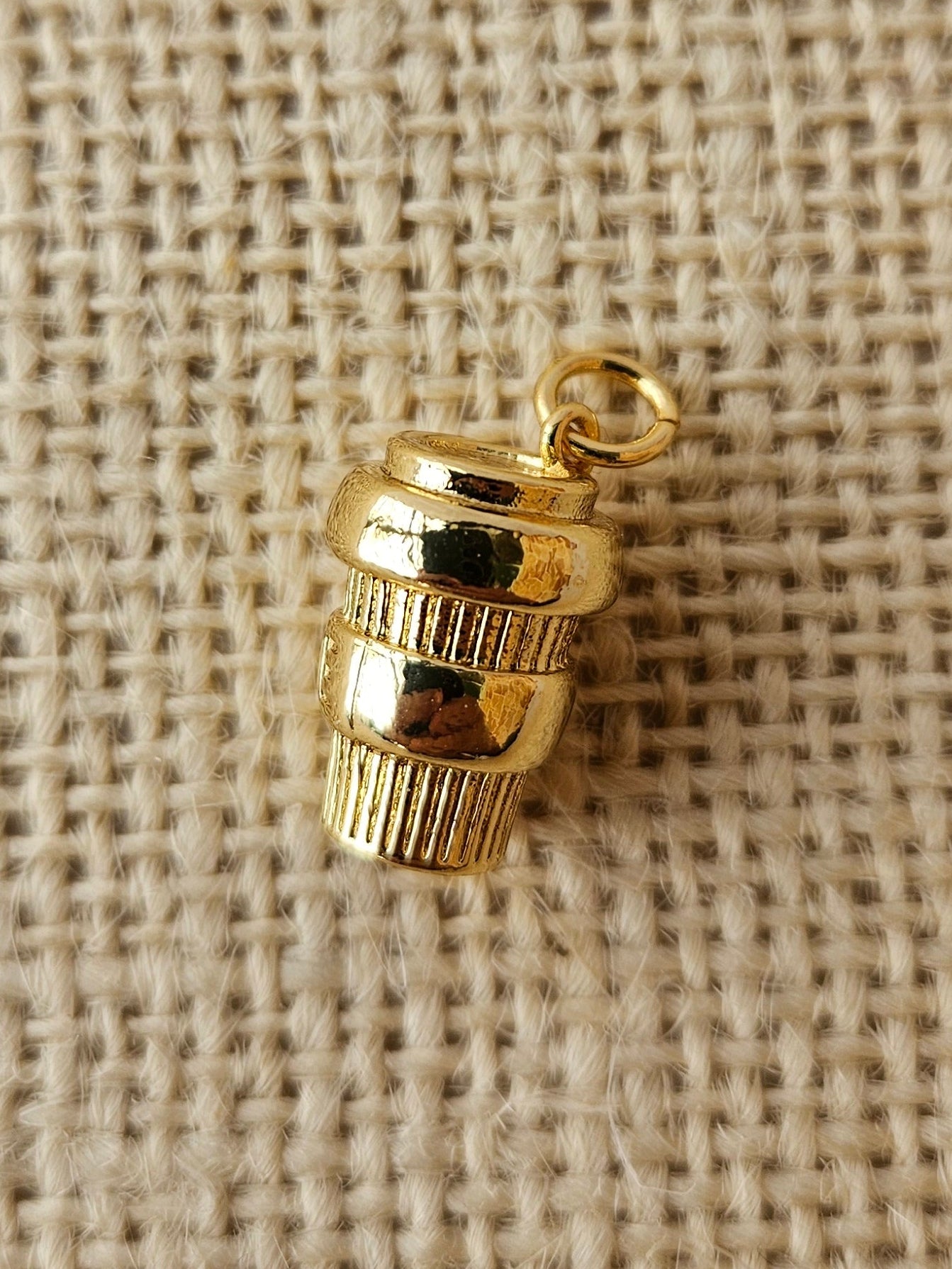 Travel Coffee Cup Brass Charm, Tarnish Resistant