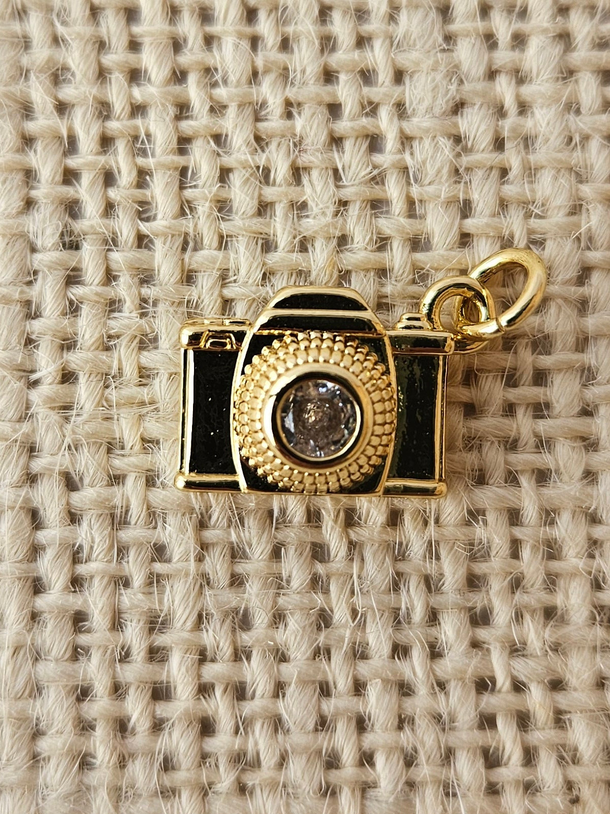 Camera Brass Charm, Tarnish Resistant
