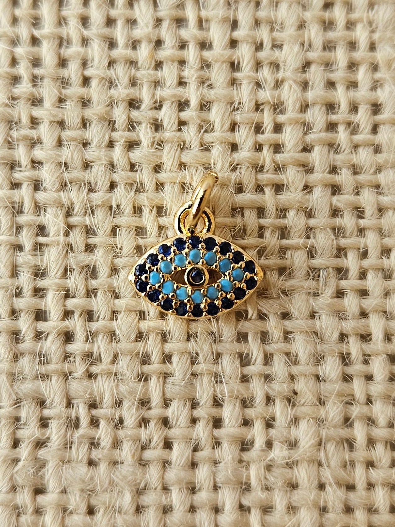 Evil Eye Brass Charm, Tarnish Resistant