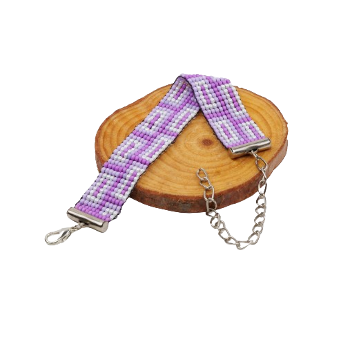 Lilac Cloud Cast Bead Loom Bracelet