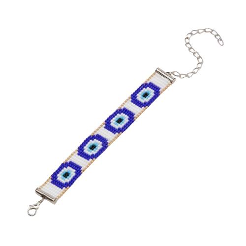 Evil Eye Bead Loom Bracelet