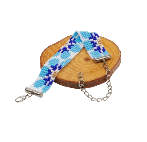 Snowdrop Blue Bead Loom Bracelet