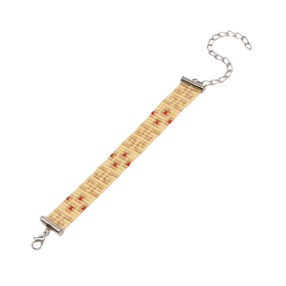 Berry Gold Bead Loom Bracelet