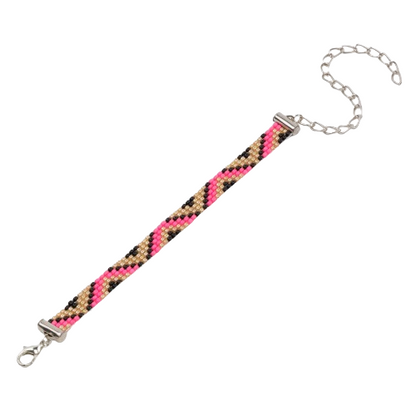 Rosy Glow Thin Bead Loom Bracelet
