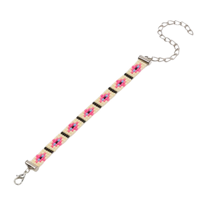 Pink Cottagecore Thin Bead Loom Bracelet