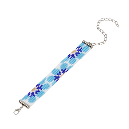 Snowdrop Blue Bead Loom Bracelet
