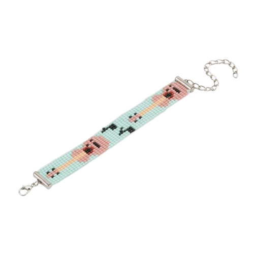 Pastel Green Guitar Beaded Loom Bracelet