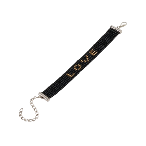 Love Design Loom Beaded Bracelet; Color - Black