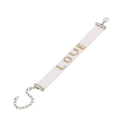 Name Beaded Bracelet; Color- White, Gold