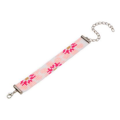 Snowdrop Pink Bead Loom Bracelet