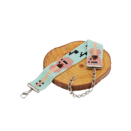 Pastel Green Guitar Beaded Loom Bracelet