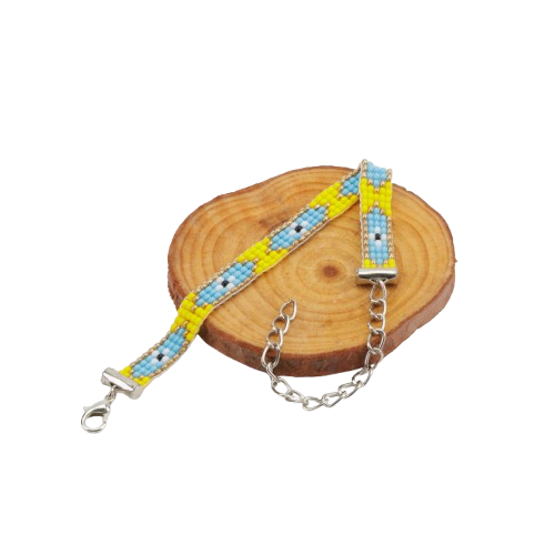 Yellow Evil Eye Thin Bead Loom Bracelet