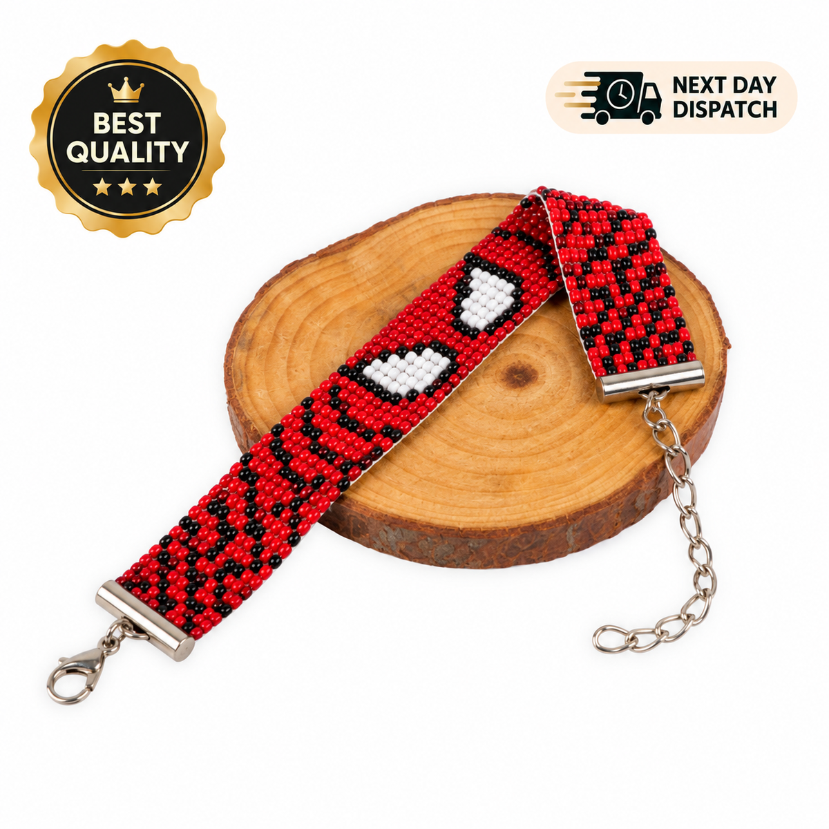 Spiderman Marvel Superhero Bead Loom Bracelet, Web Red