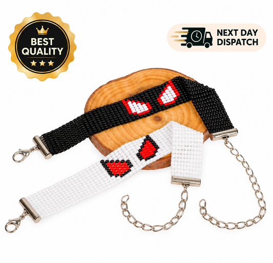 Spiderman Marvel Superhero Bead Loom Couple Bracelet, White/Red and Black